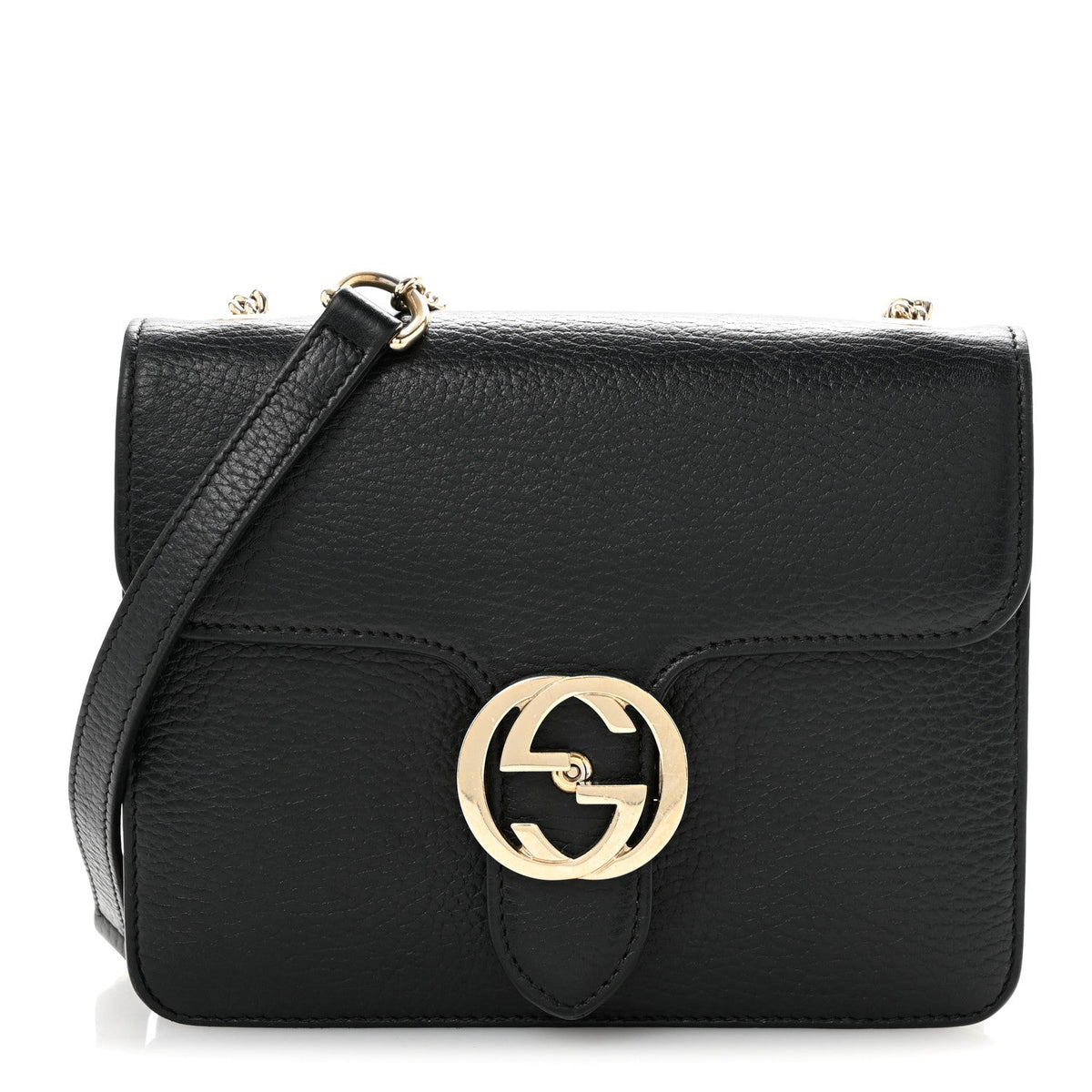 Dollar Calfskin Small Interlocking G Shoulder Bag Black