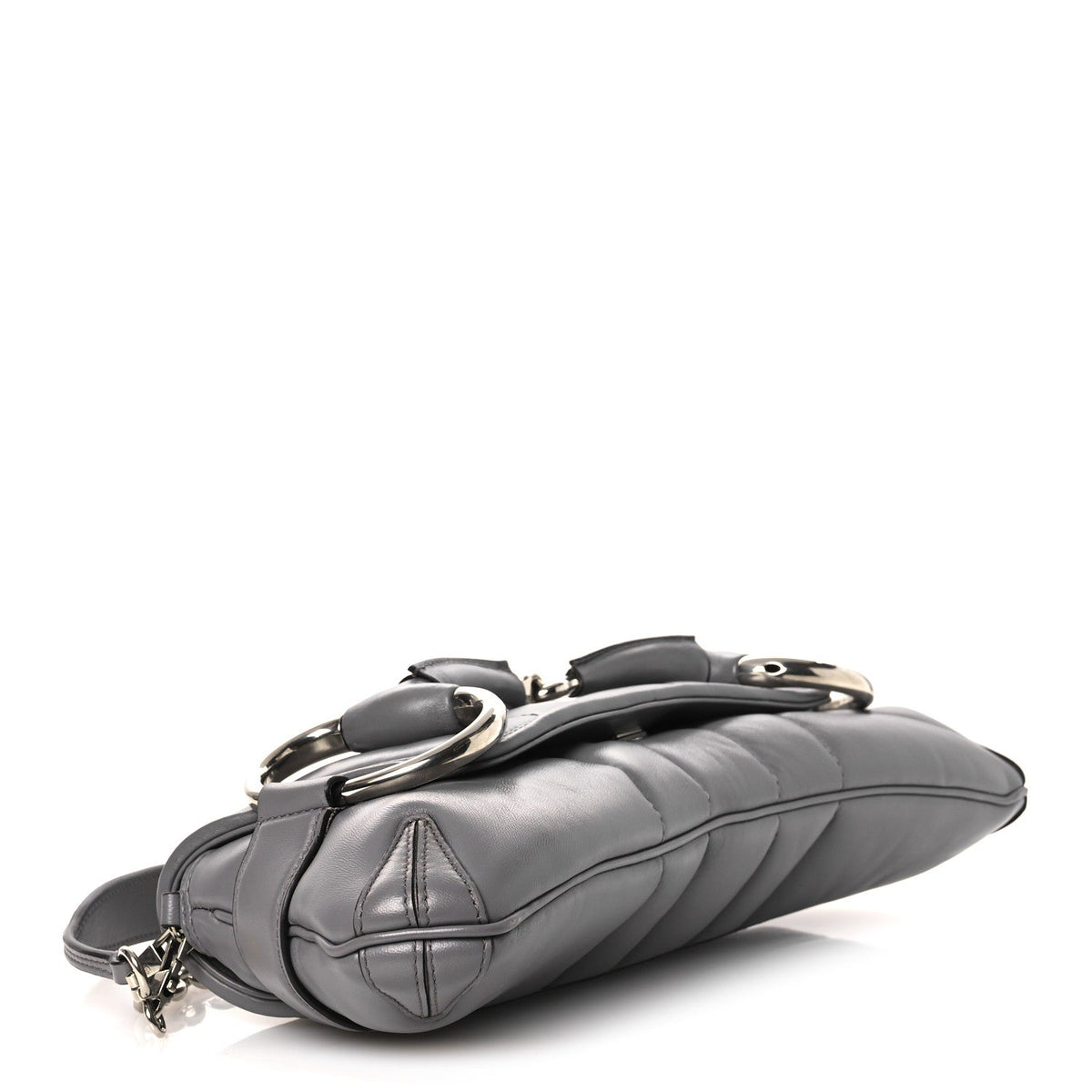 Nappa Vertical Matelasse Medium Maxi Horsebit Chain Shoulder Bag Grey