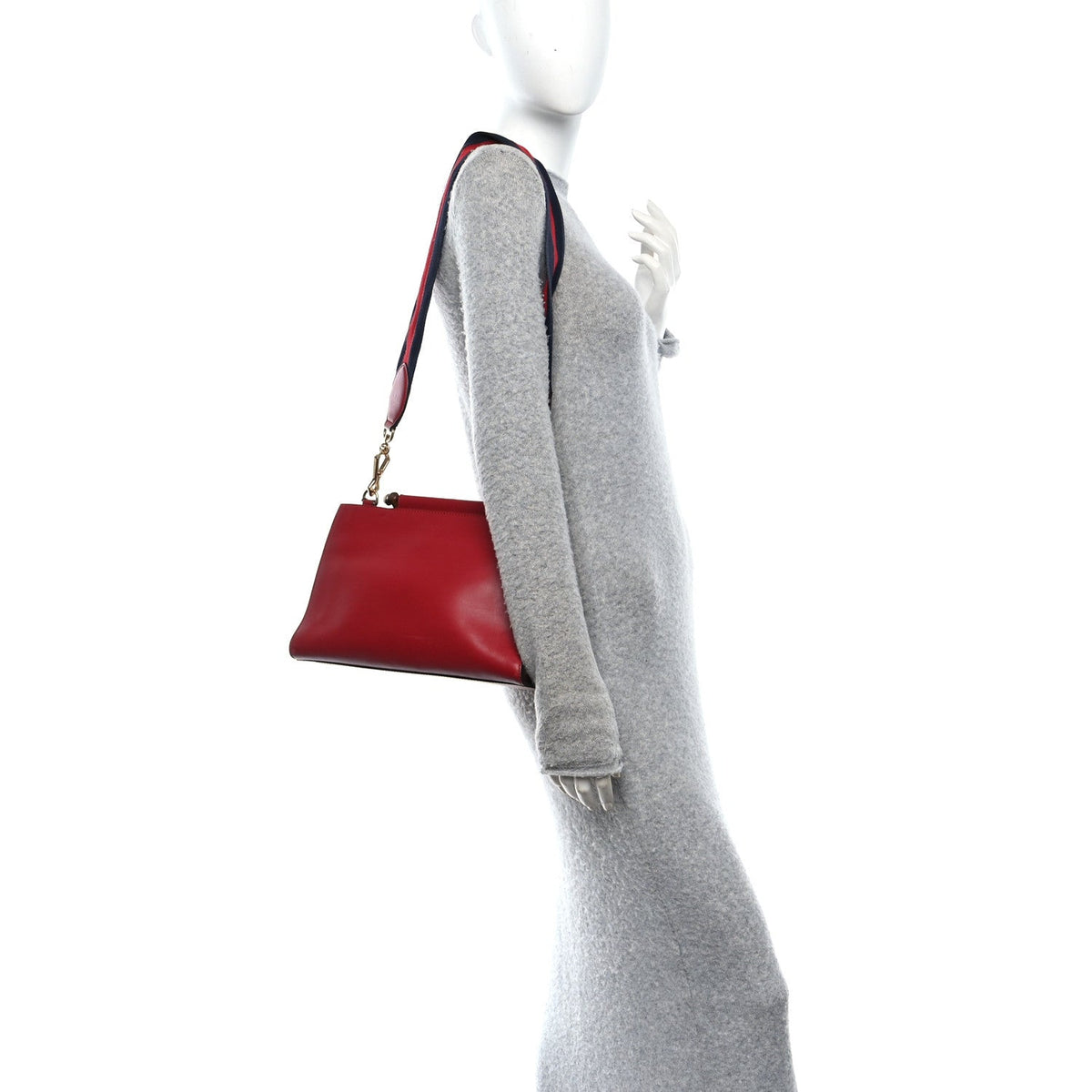 Nappa Bamboo Web Small Nymphaea Top Handle Bag Hibiscus Red