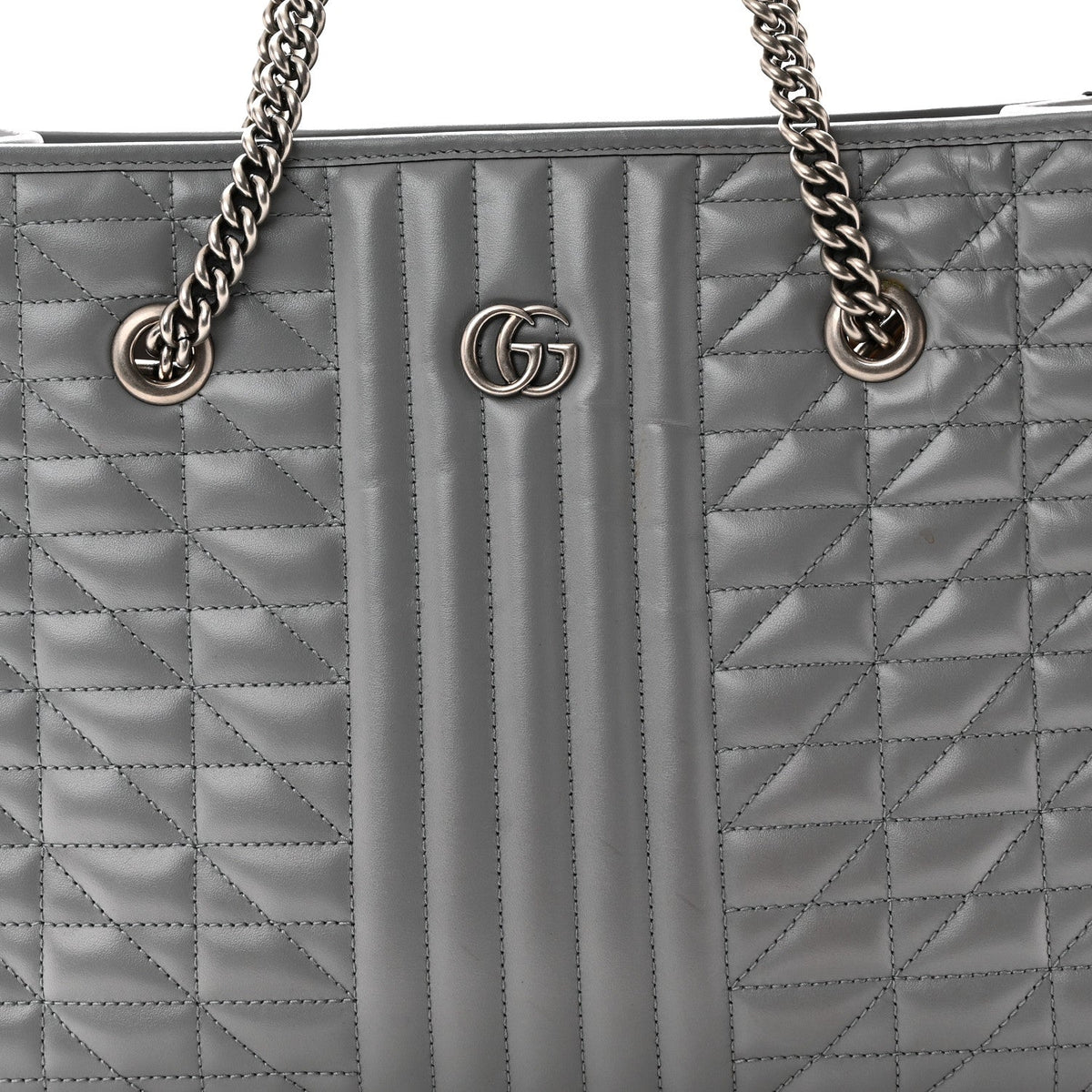 Calfskin Matelasse Aria Medium GG Marmont Shoulder Tote  Deep Grey