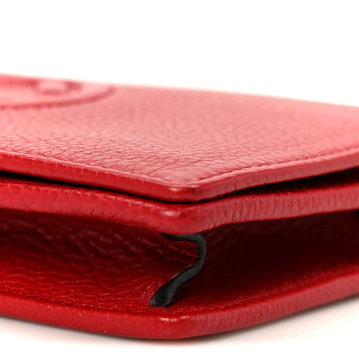 Pebbled Calfskin Soho Wallet on Chain Tabasco Red