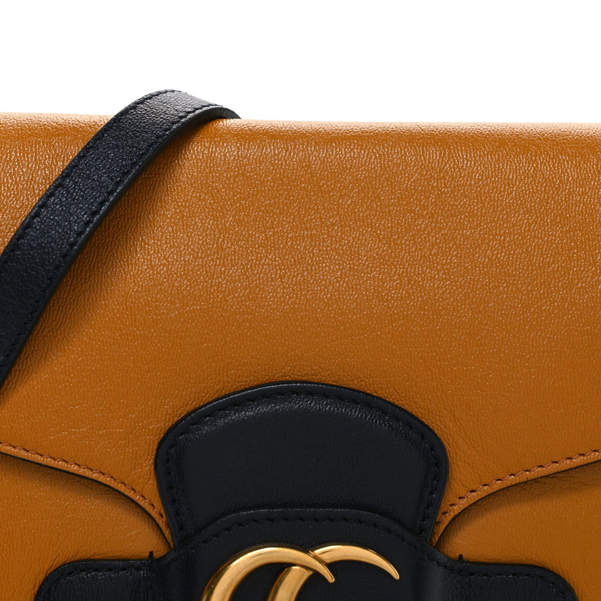 New Sakai Calfskin Lux Small Dahlia Messenger Shoulder Bag Yellow Black