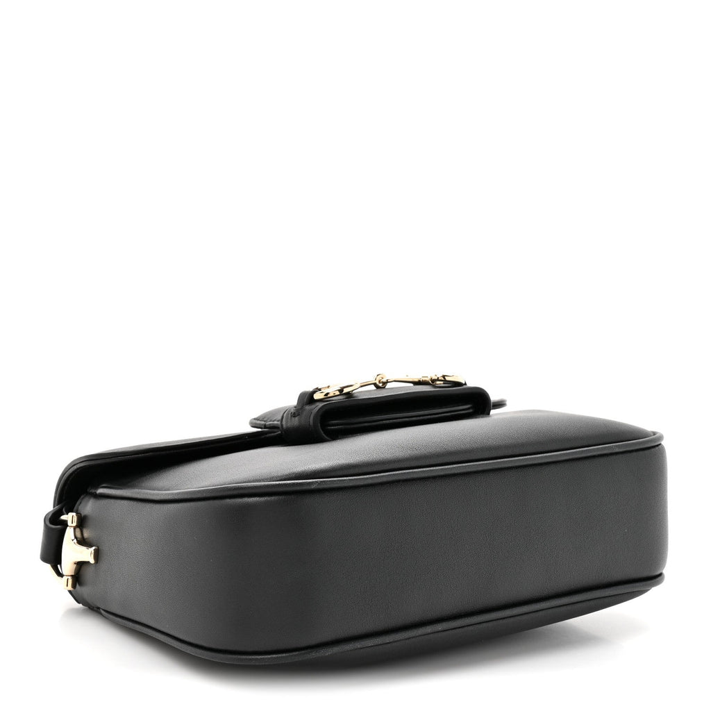 Arabella Calfskin Horsebit 1955 Soft Small Shoulder Bag Black