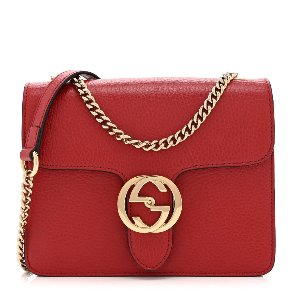 Dollar Calfskin Small Interlocking G Shoulder Bag Red