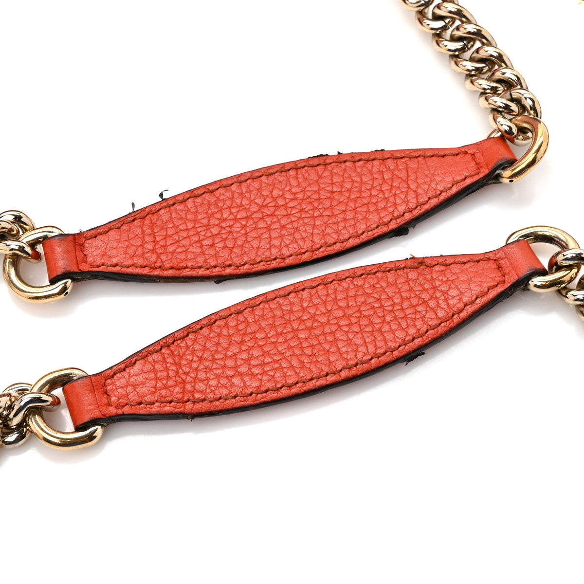 Pebbled Calfskin Medium Soho Chain Shoulder Bag Sun Orange
