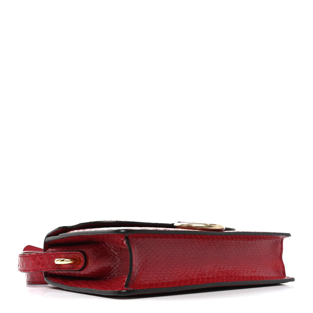 Snakeskin Small Torchon GG Ring Shoulder Bag Red