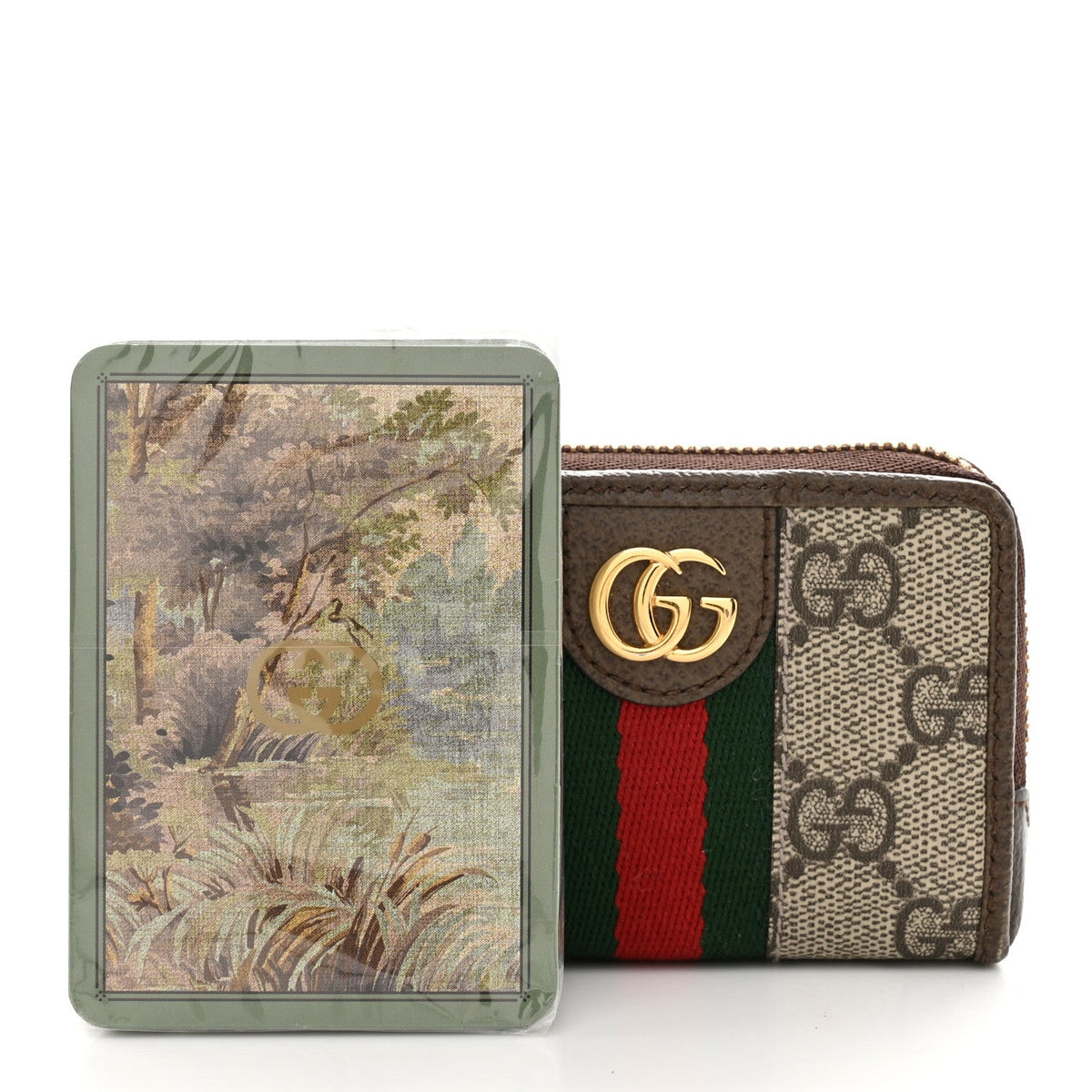 GG Supreme Monogram Web Ophidia Playing Card Case Beige New Acero