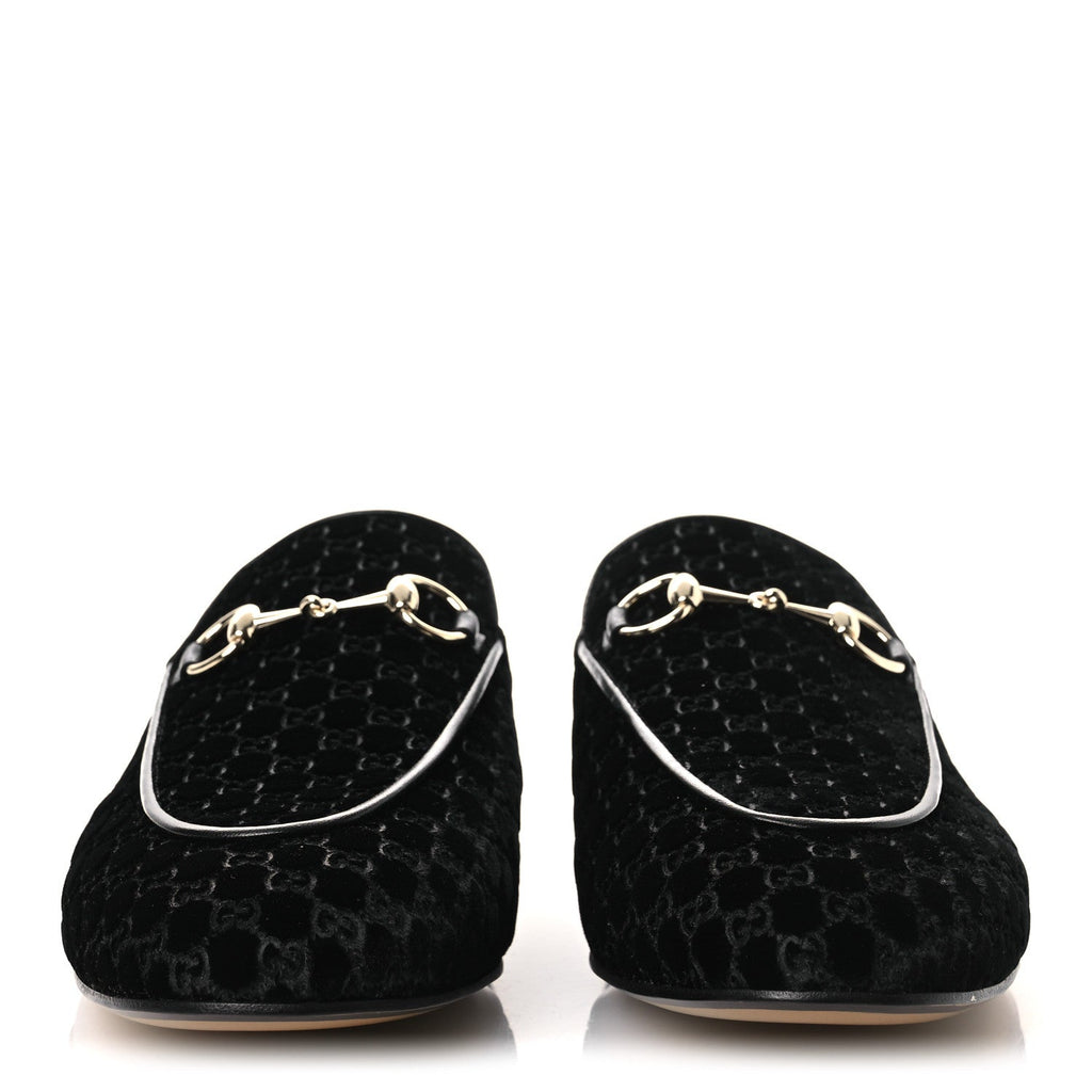 Velvet GG Monogram Womens Princetown Slippers 37.5 Black