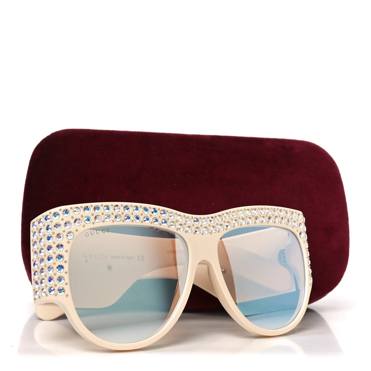 Acetate Crystal Oversize Hollywood Forever Sunglasses GG0144S Ivory