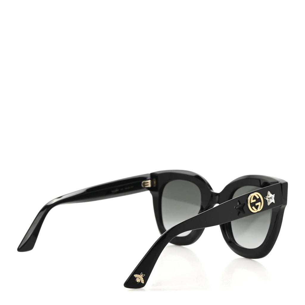 Acetate Crystal Star Round Frame Sunglasses GG0208S Black Black