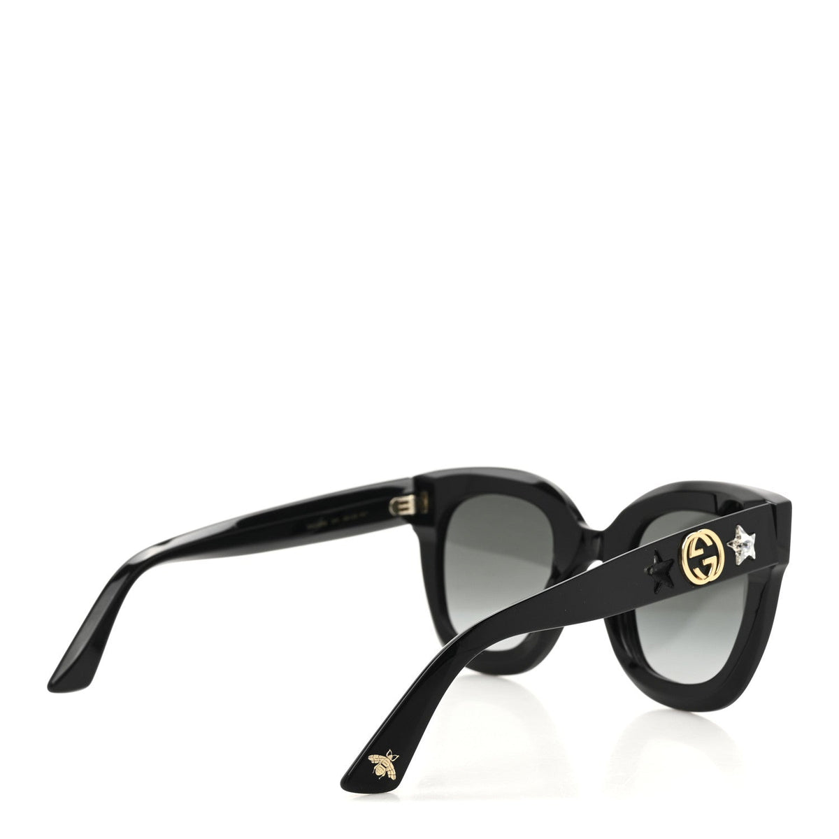 Acetate Crystal Star Round Frame Sunglasses GG0208S Black Black