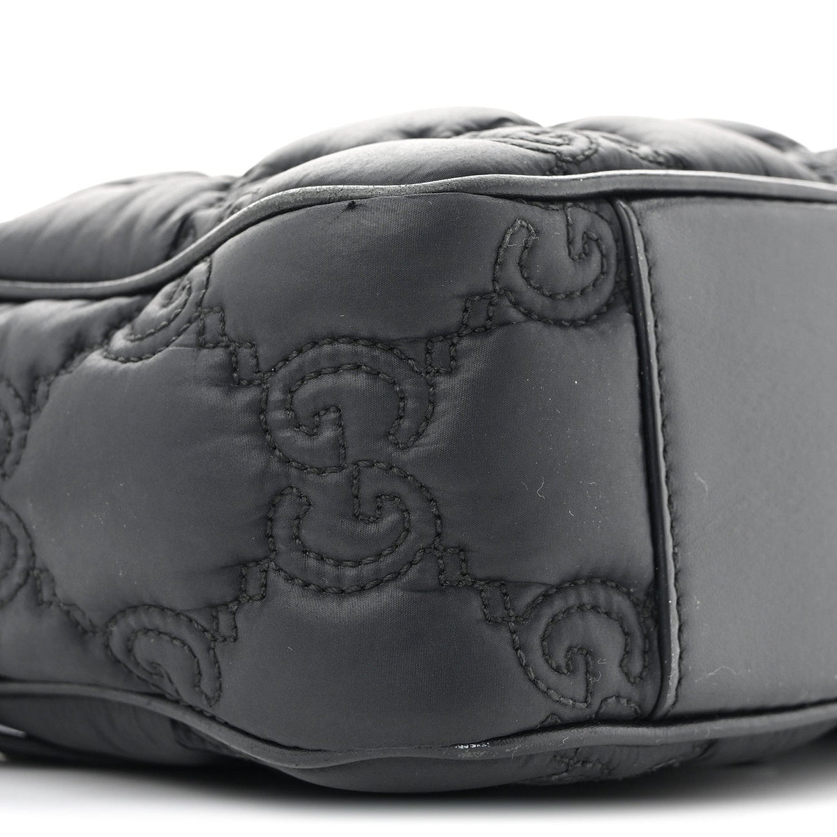 Nylon Calfskin Enamel GG Matelasse Shoulder Bag Black