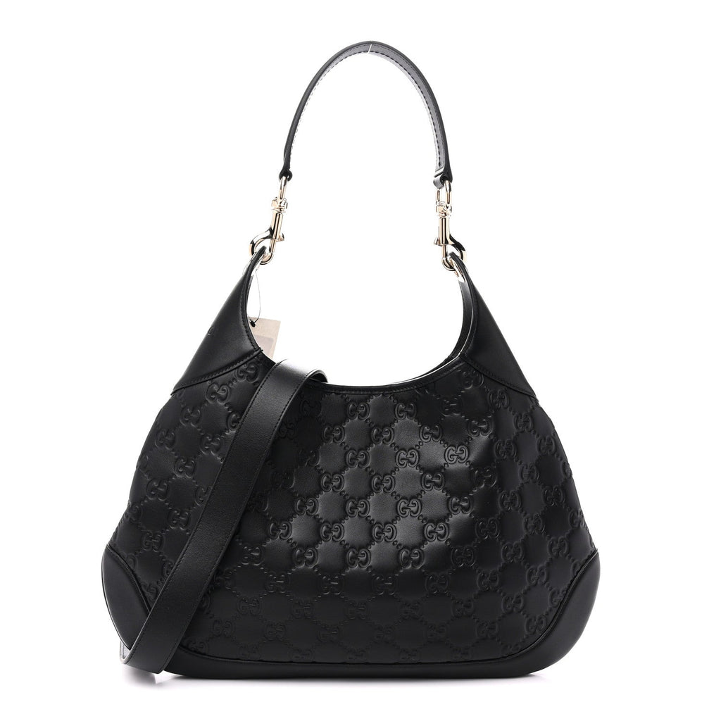 GG Calfskin Embossed B Medium Shoulder Bag Arabella Black