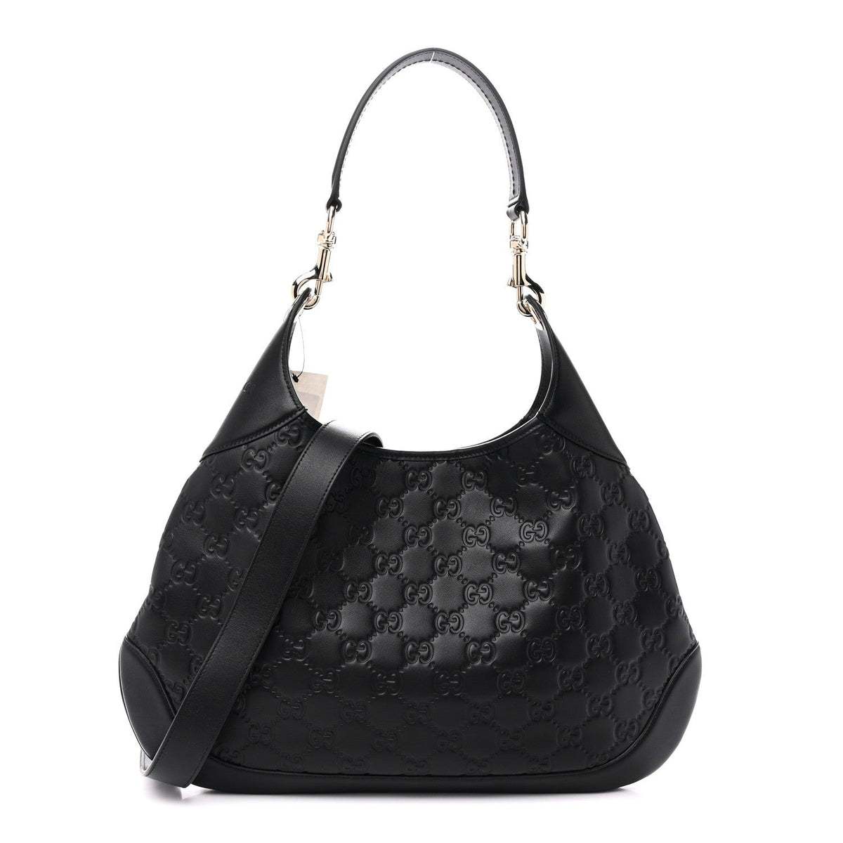 GG Calfskin Embossed B Medium Shoulder Bag Arabella Black