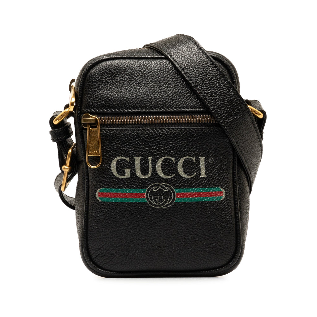 Logo Zip Messenger Bag Printed Leather Mini