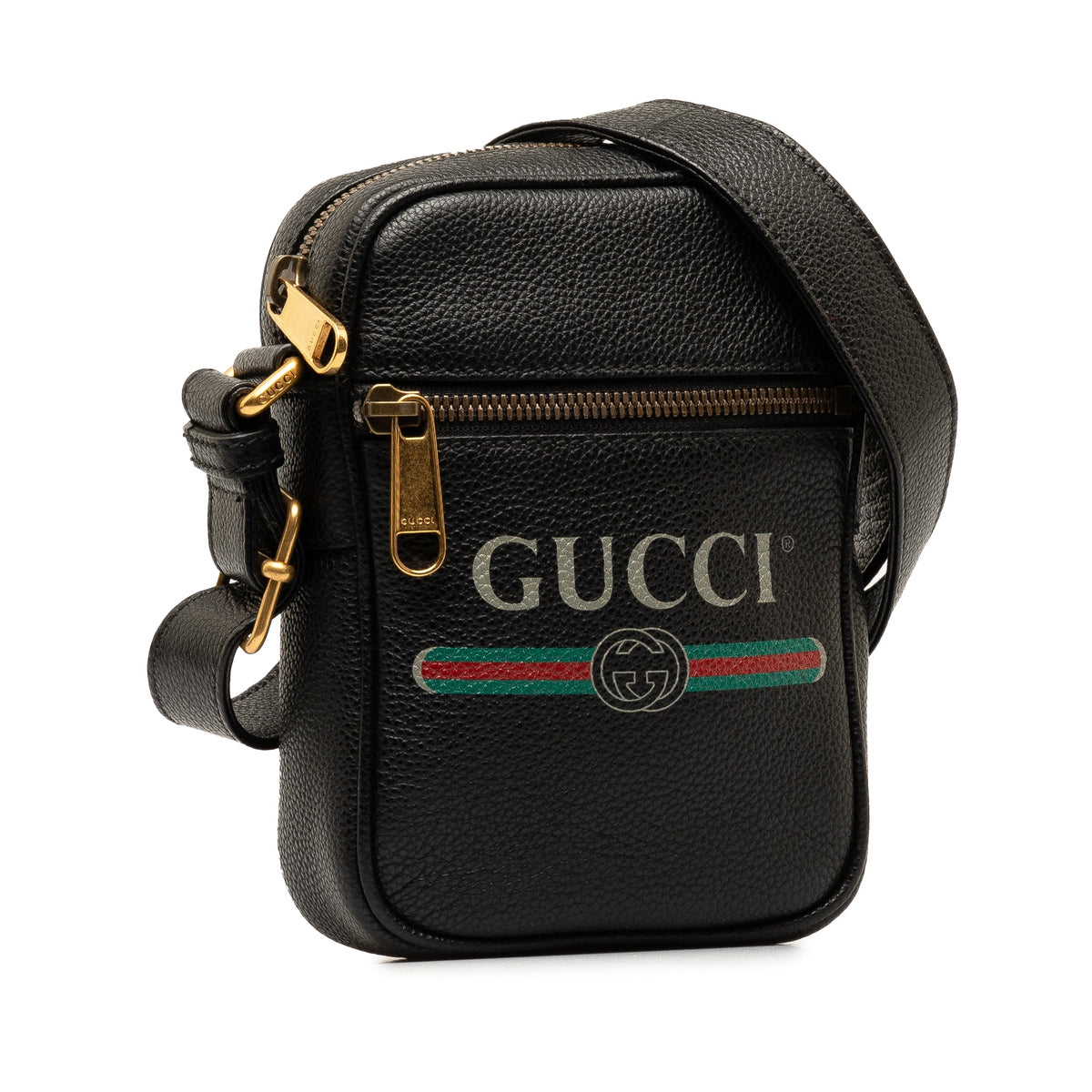 Logo Zip Messenger Bag Printed Leather Mini