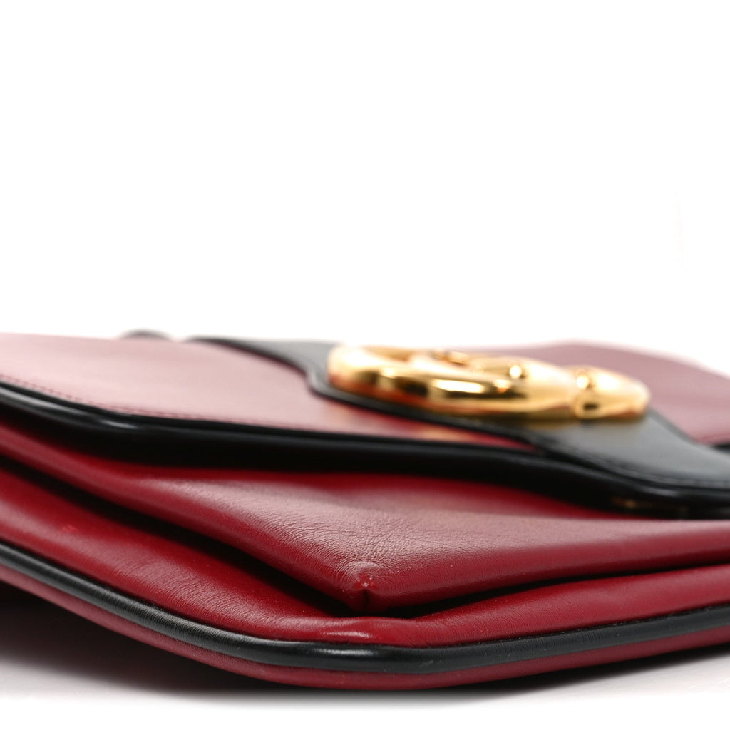 Calfskin Medium Arli Flap Shoulder Bag New Cherry Red Black