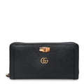 Wonka Grain Calfskin Diana Continental Wallet Black Black