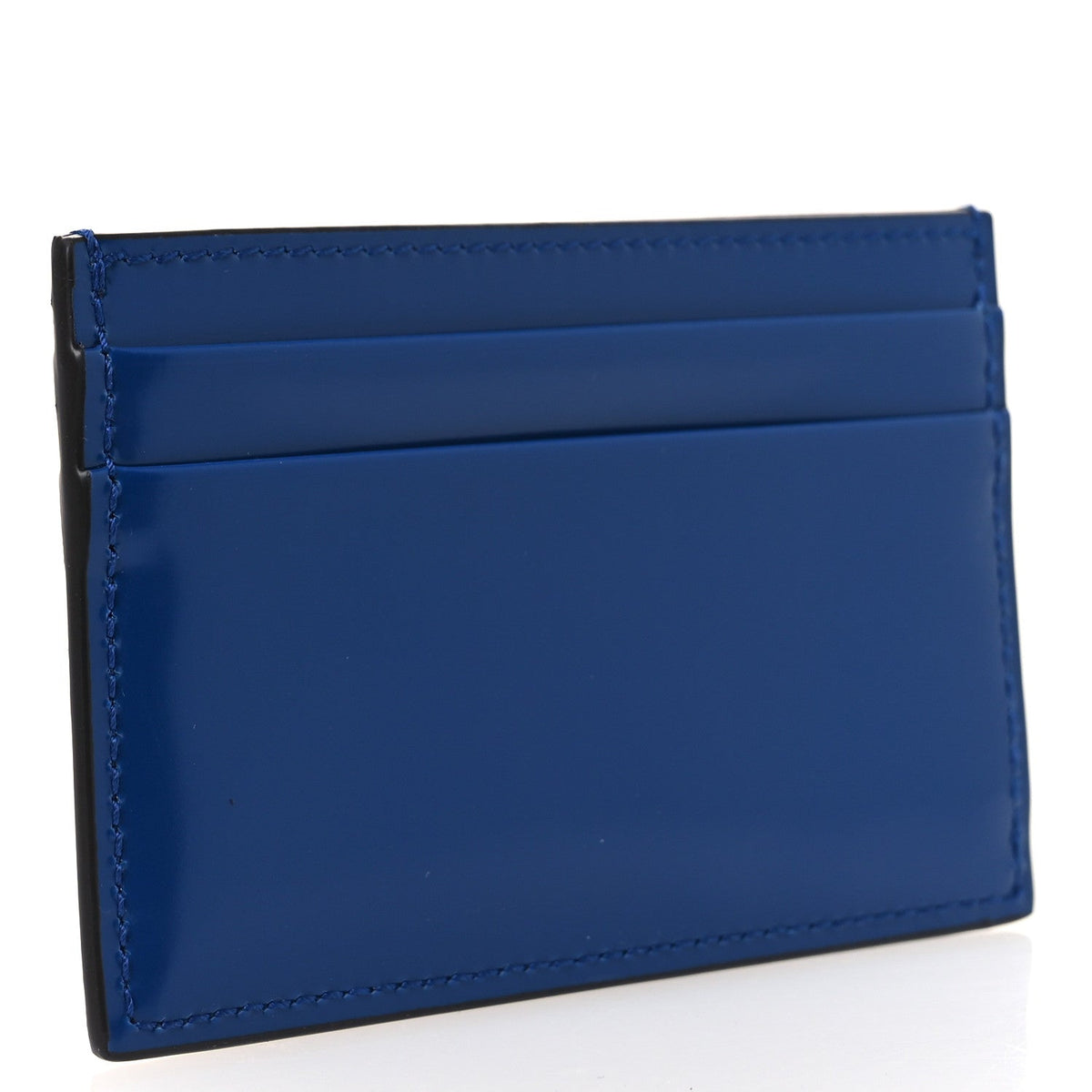 Calfskin Lux Man Card Case Metal Blue