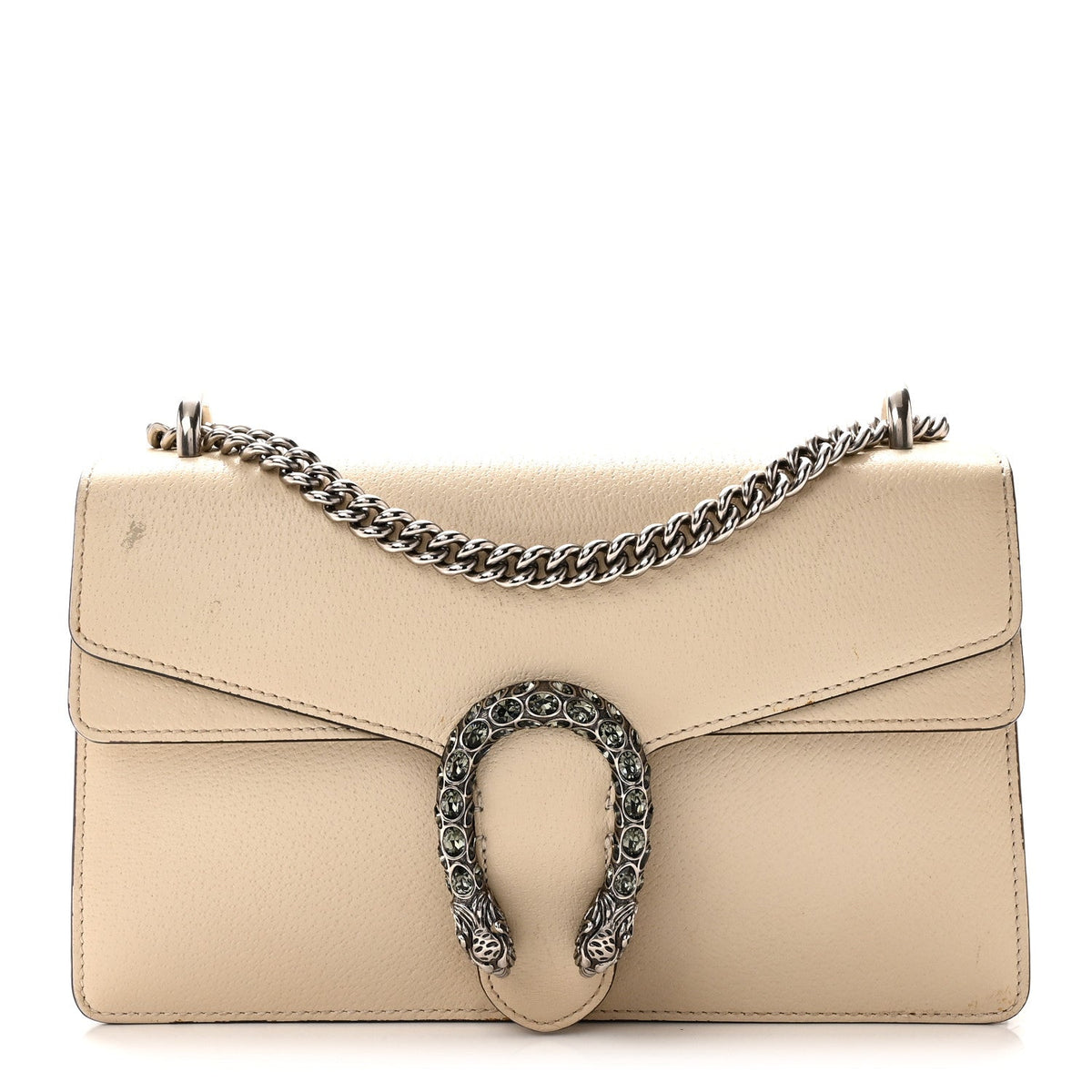 Textured Calfskin Crystal Small Dionysus Shoulder Bag Mystic White