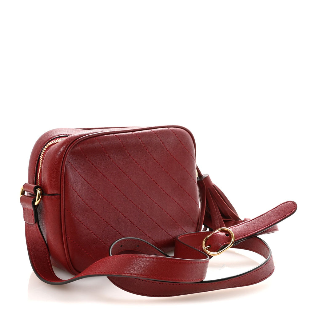 Sakai Be Green Calfskin Diagonal Stitched Small Blondie Shoulder Bag Rosso