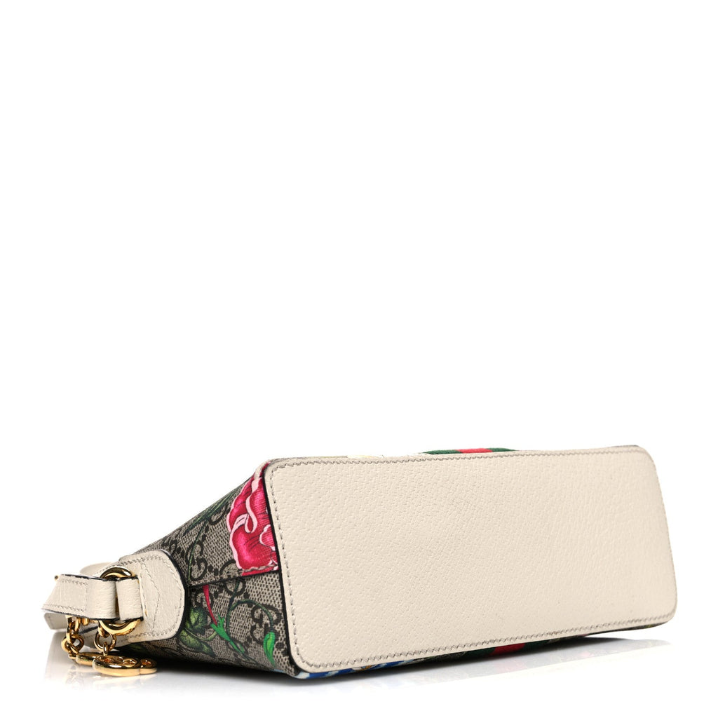 GG Supreme Monogram Flora Web GG Small Ophidia Dome Shoulder Bag White