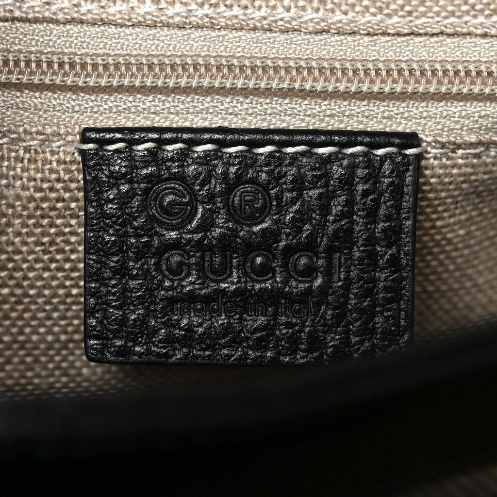 Dollar Calfskin Interlocking G Top Handle Shoulder Bag Black