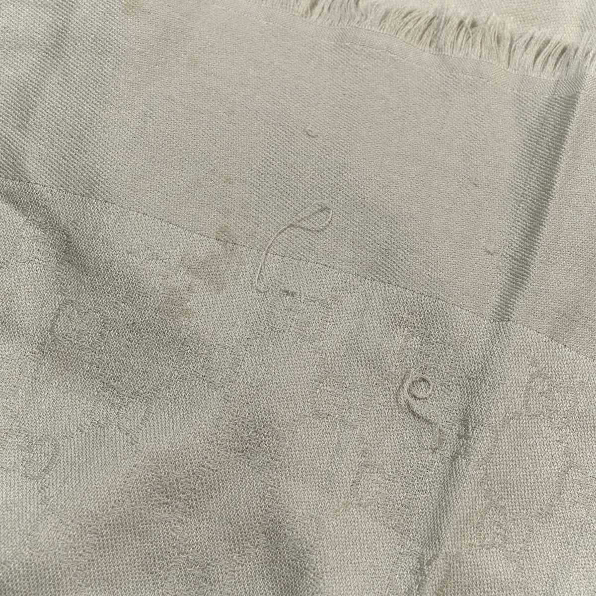 Wool Silk Jacquard GG Monogram Square Shawl Grey