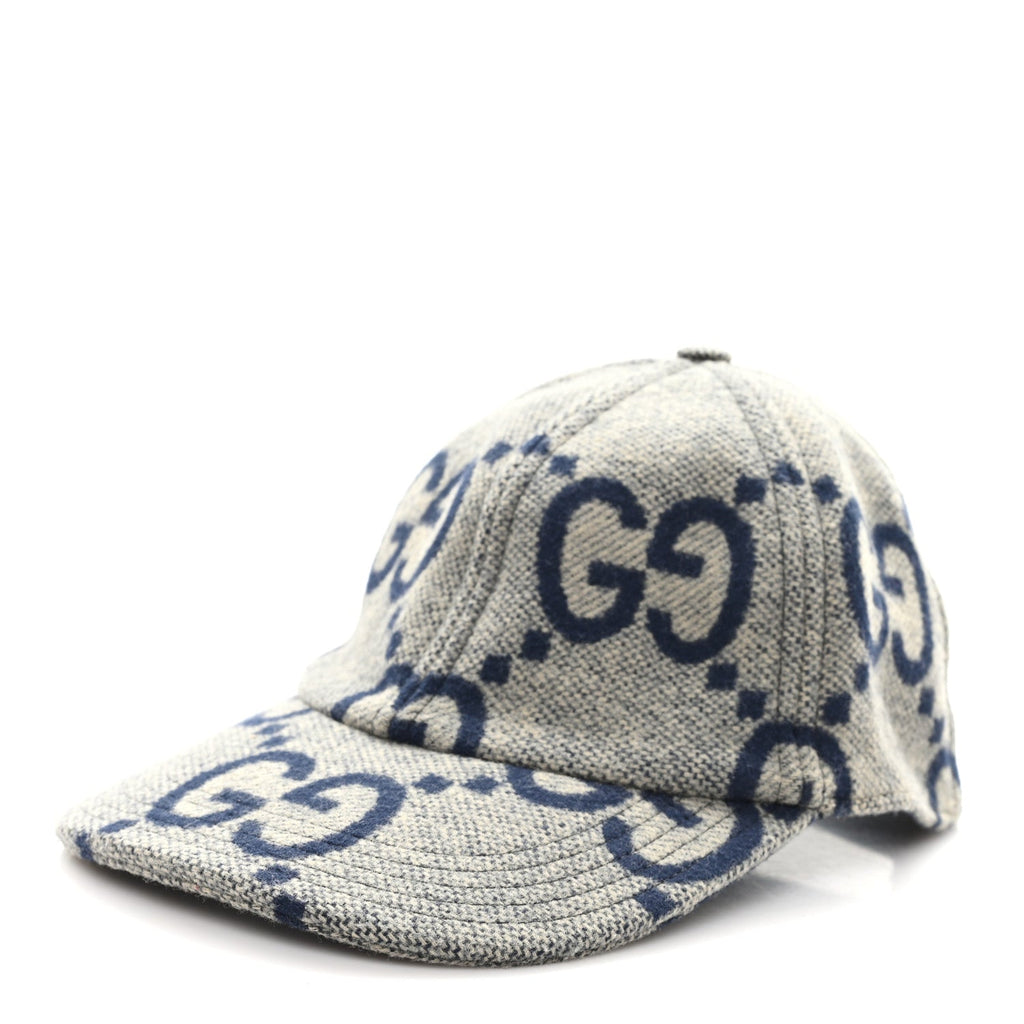 Wool Monogram Jumbo GG Antonio Baseball Hat M Grey