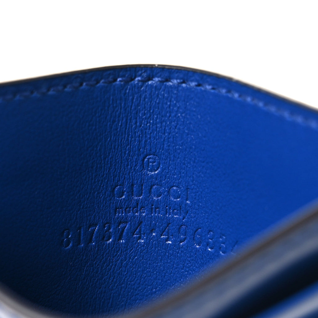 Calfskin Lux Man Card Case Metal Blue