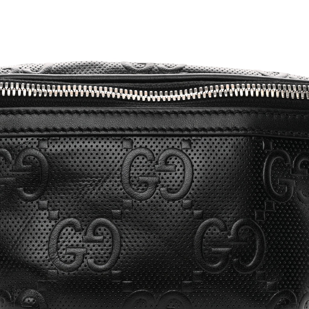 Calfskin GG Tennis Embossed Belt Bag Black