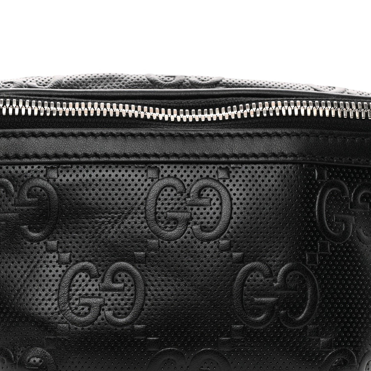 Calfskin GG Tennis Embossed Belt Bag Black
