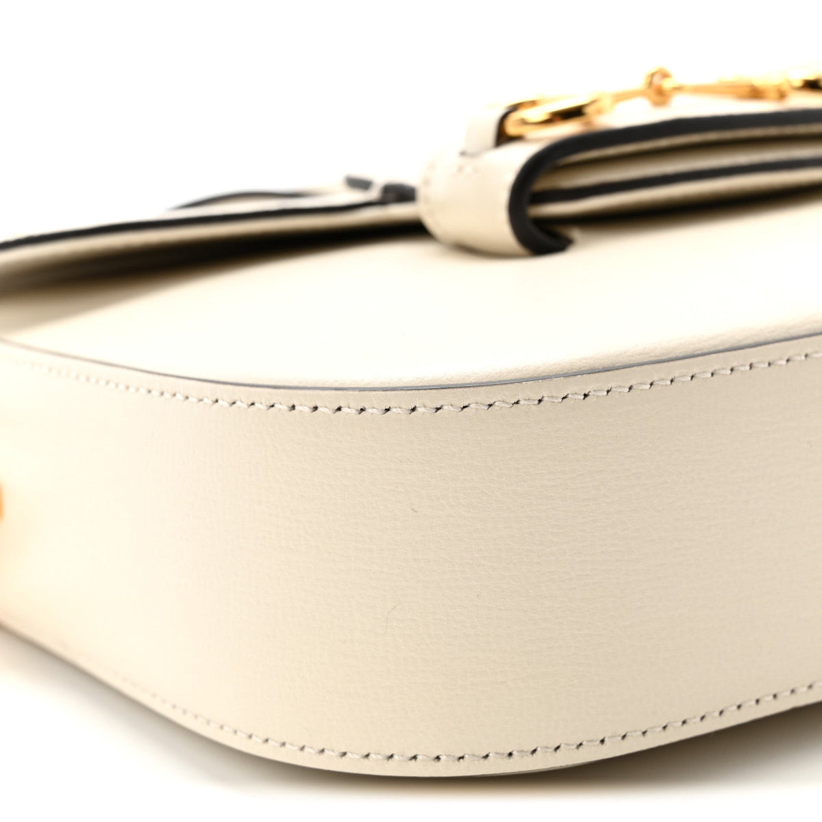 Azalea Calfskin Web Mini Horsebit 1955 Shoulder Bag Mystic White
