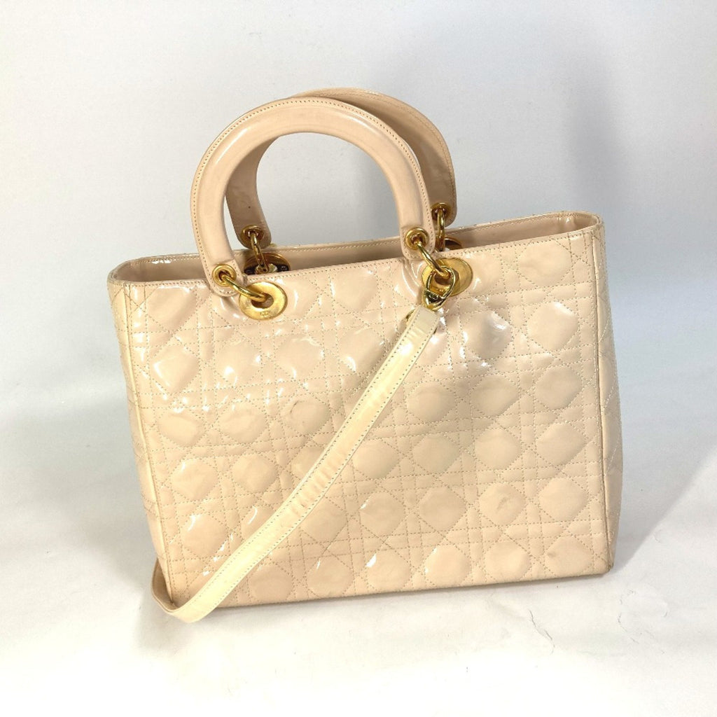Lady Dior Bag Cannage Quilt Patent Large