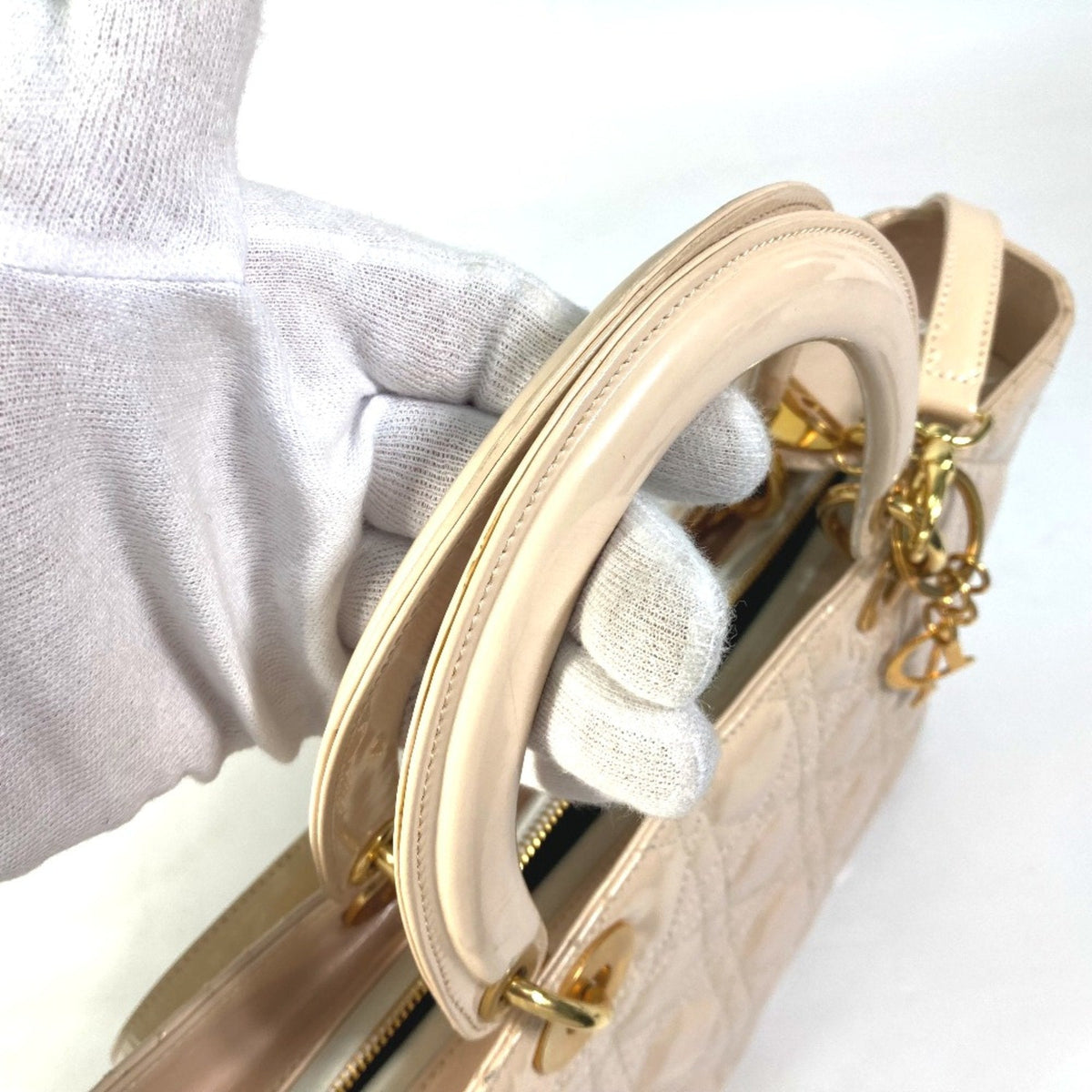 Lady Dior Bag Cannage Quilt Patent Large