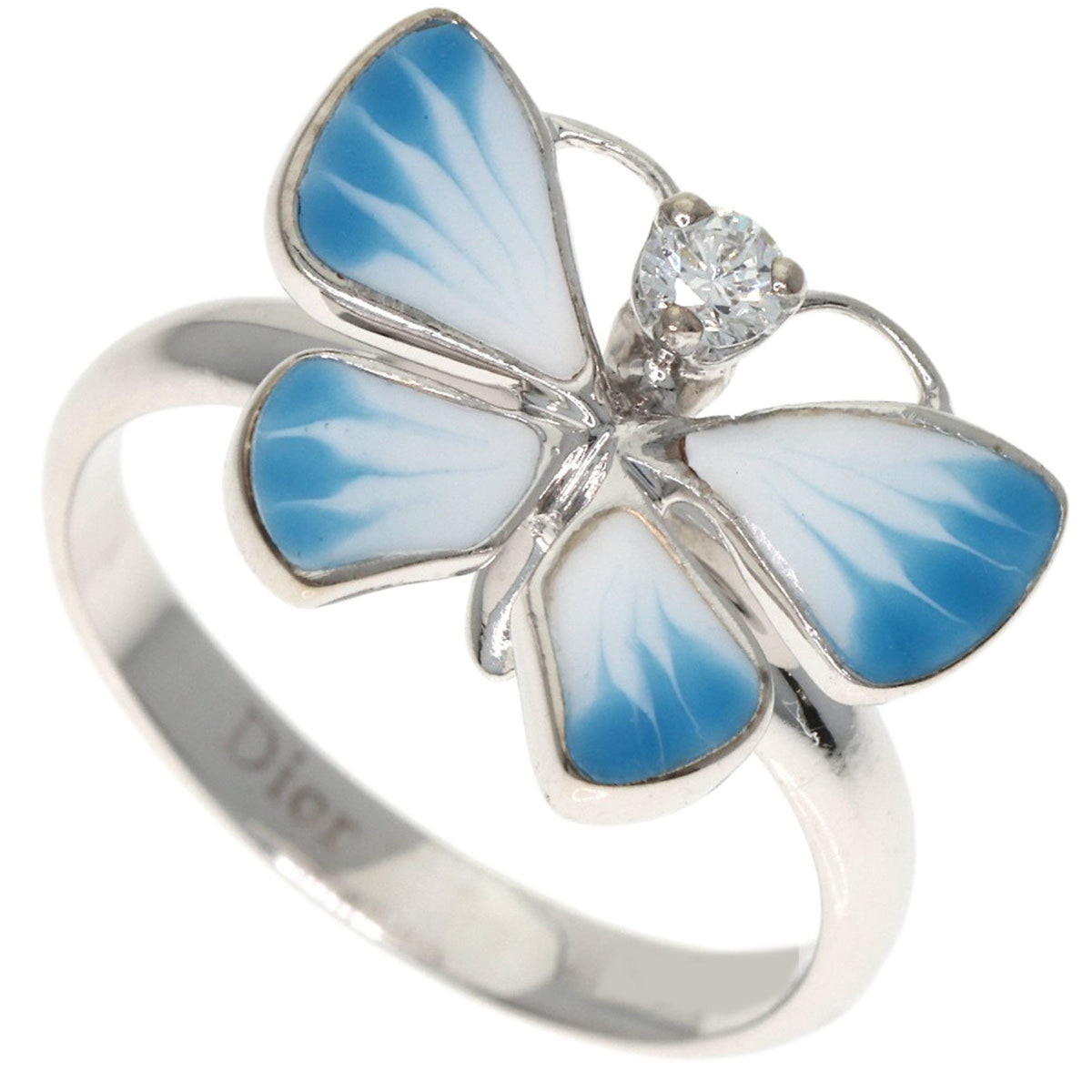 Butterfly Motif Pinky Ring 18K White Gold with Diamond