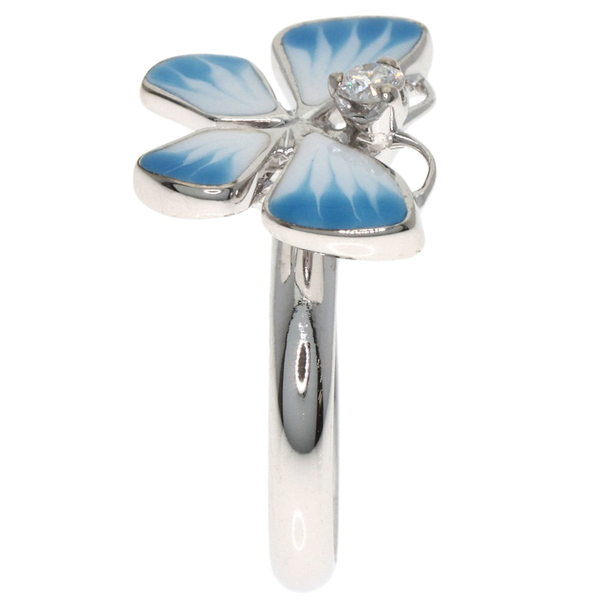 Butterfly Motif Pinky Ring 18K White Gold with Diamond