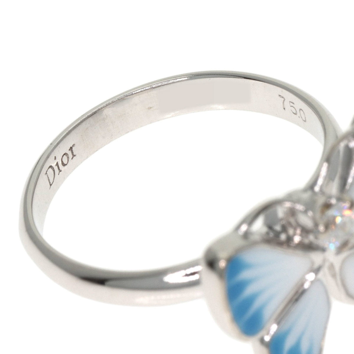Butterfly Motif Pinky Ring 18K White Gold with Diamond