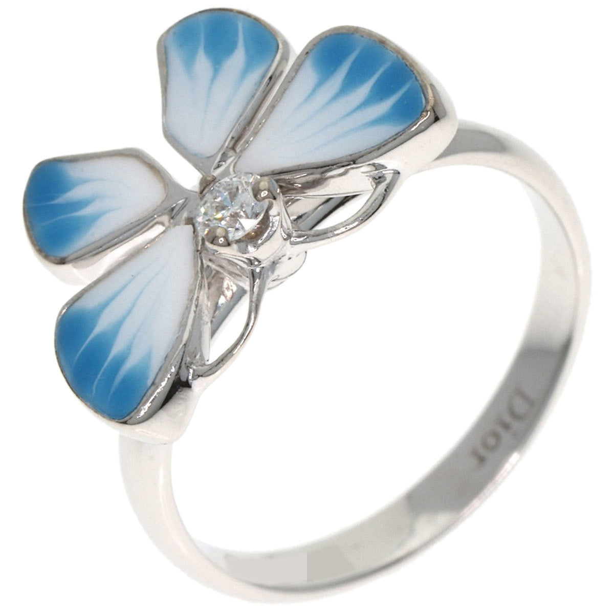 Butterfly Motif Pinky Ring 18K White Gold with Diamond