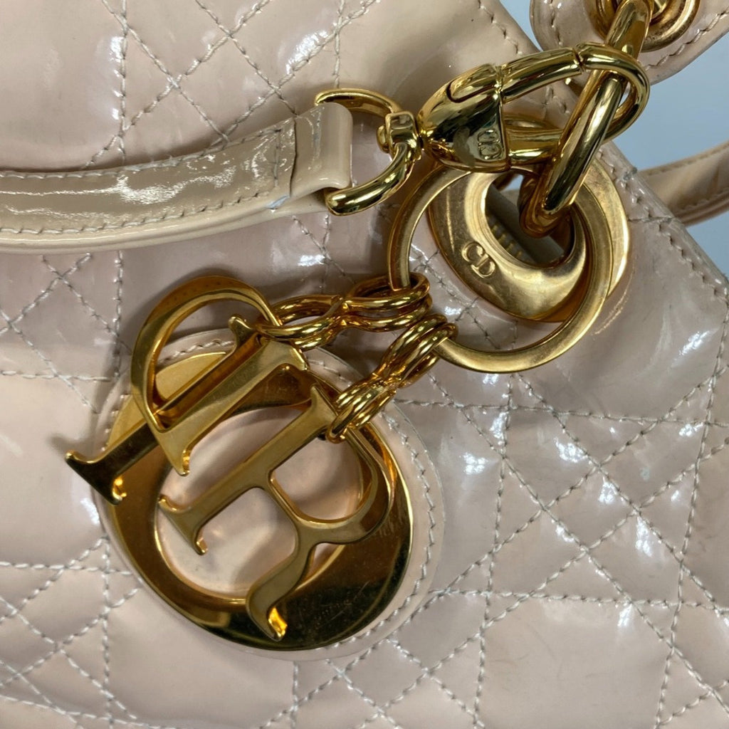 Lady Dior Bag Cannage Quilt Patent Large