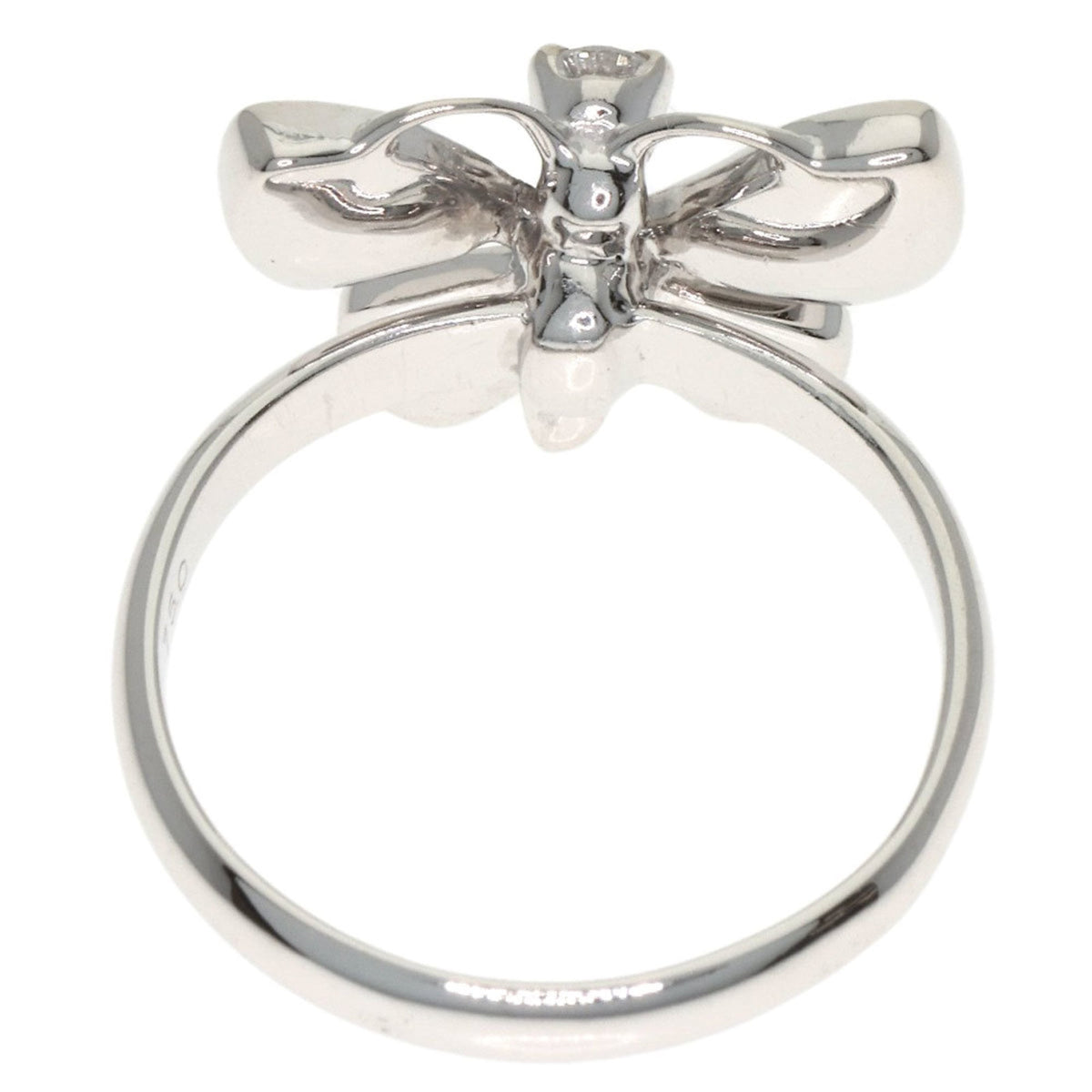 Butterfly Motif Pinky Ring 18K White Gold with Diamond