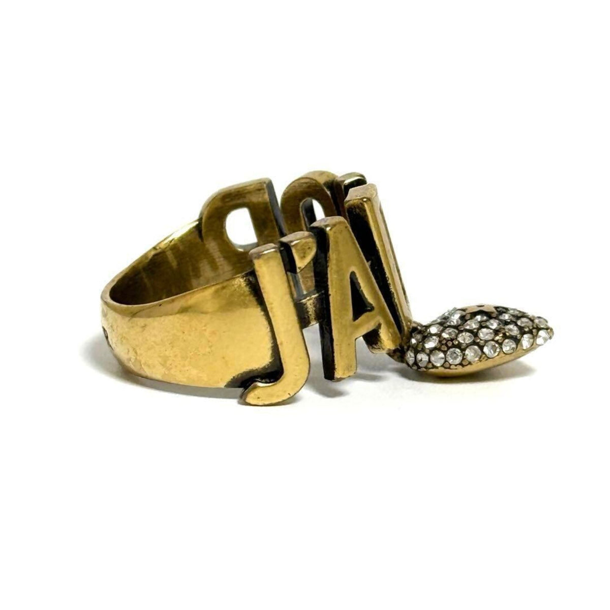 Antique Ring Metal and Rhinestone