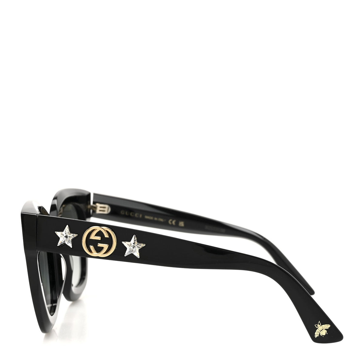 Acetate Crystal Star Round Frame Sunglasses GG0208S Black Black