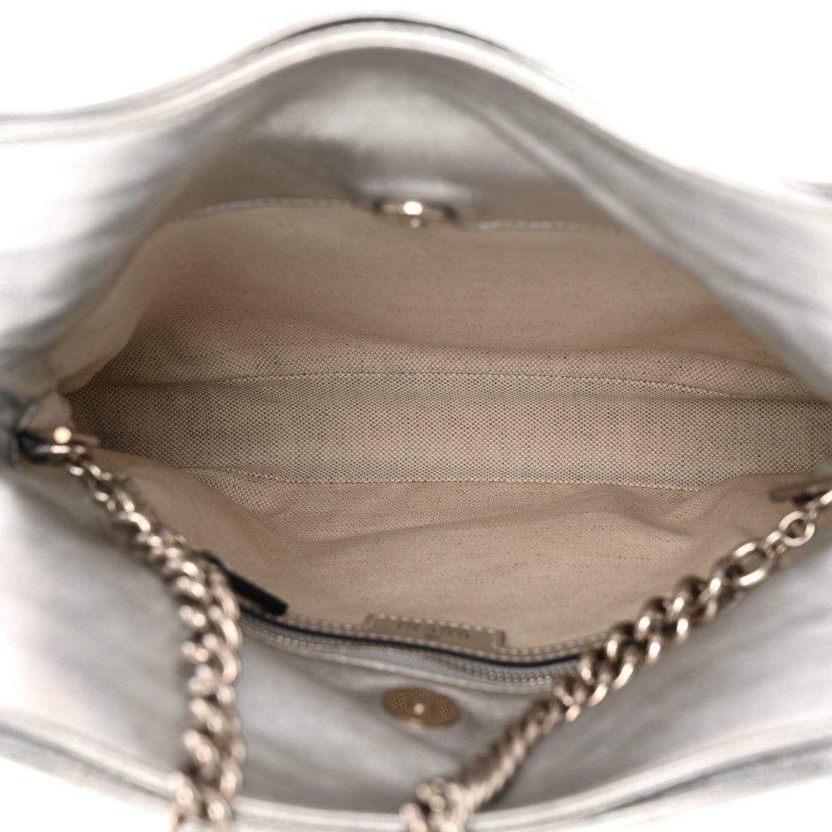 Sakai Be Green Calfskin Diagonal Stitched Small Blondie Tote Silver