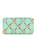 X PIKARAR Textured Dollar Calfskin Animal Print Zip Around Wallet Green