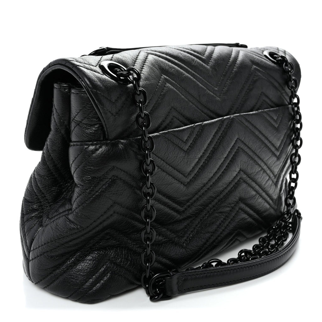 Soft Calfskin Matelasse Medium GG Marmont Shoulder Bag Black