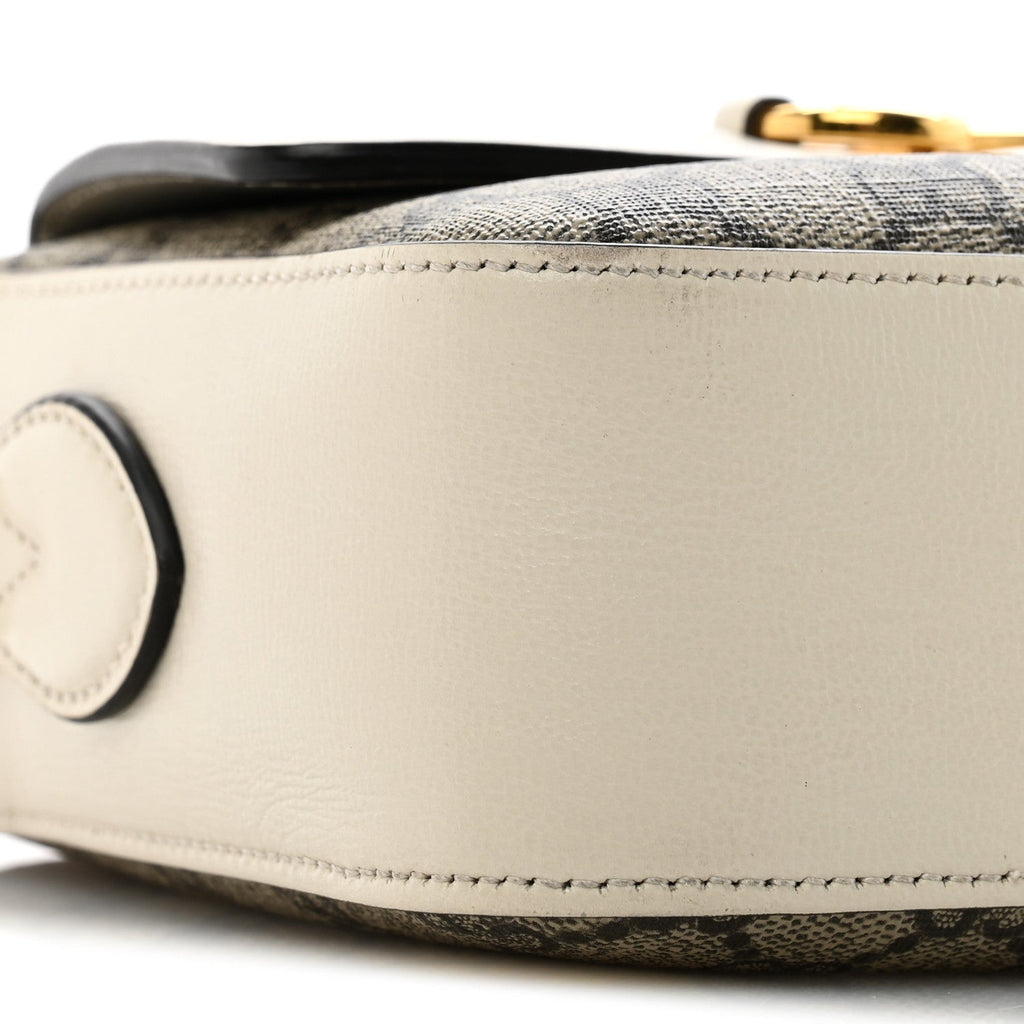 GG Supreme Monogram Small Horsebit 1955 Shoulder Bag Beige Mystic White