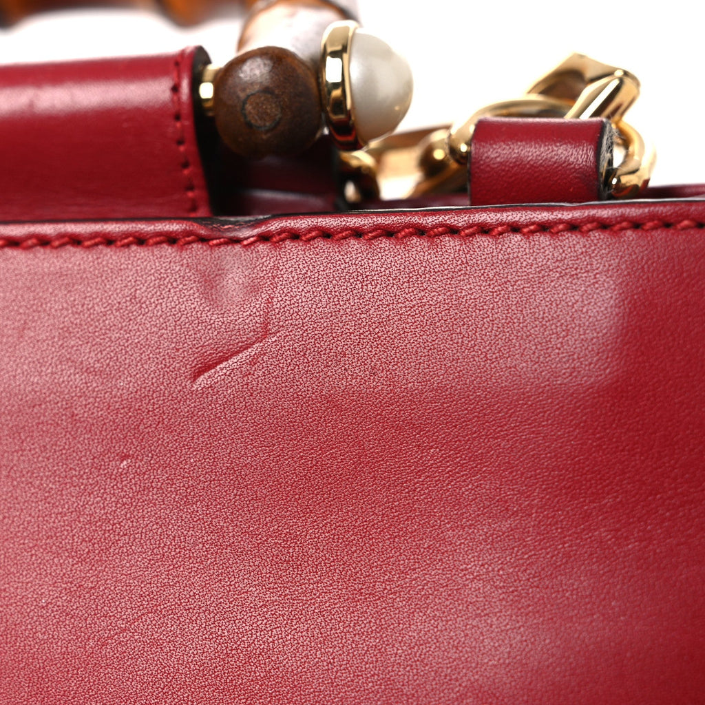 Nappa Bamboo Web Small Nymphaea Top Handle Bag Hibiscus Red