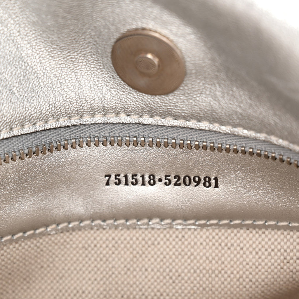 Sakai Be Green Calfskin Diagonal Stitched Small Blondie Tote Silver