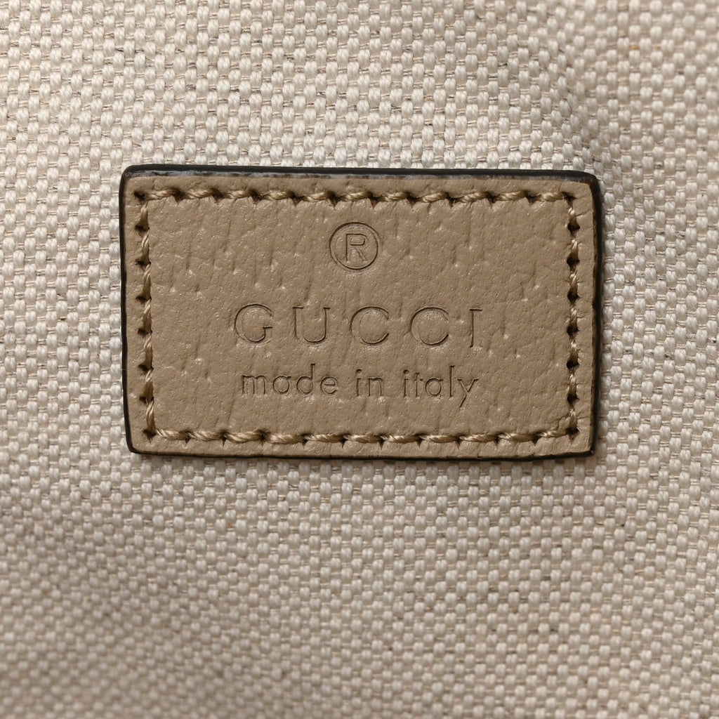 GG Supreme Monogram Textured Dollar Calfskin Small Ophidia Shoulder Tote Bag Beige Mystic White Oatmeal